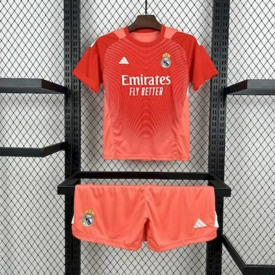2025/26 Kids Real Madrid Orange Color Goalkeeper Red Jersey