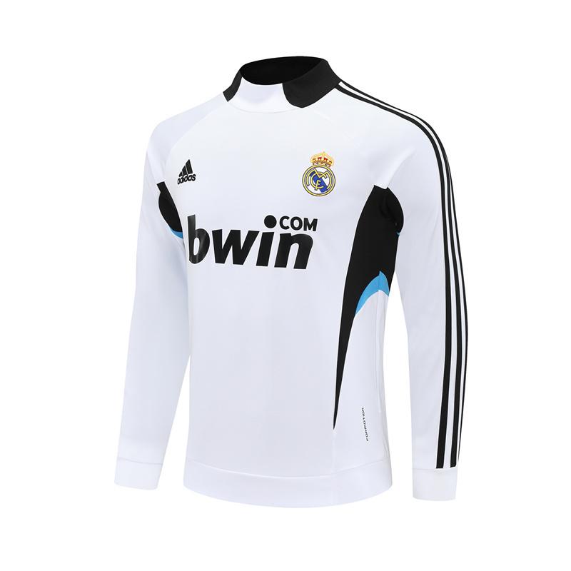 Retro 08/09 Real Madrid White Half Zipper Jacket
