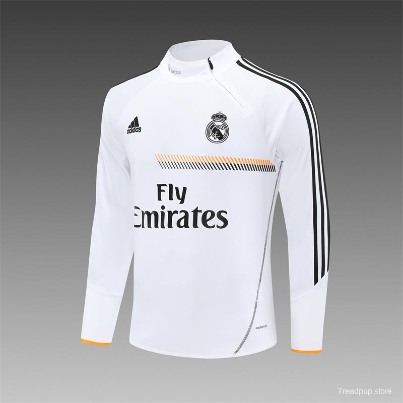 Retro 13/14 Real Madrid White Half Zipper Jacket