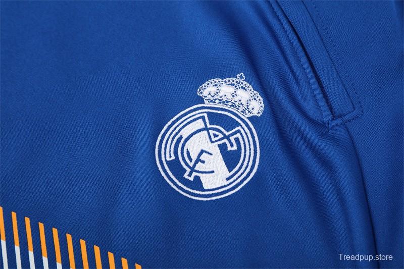 Retro 13/14 Real Madrid Color Blue Half Zipper Jacket