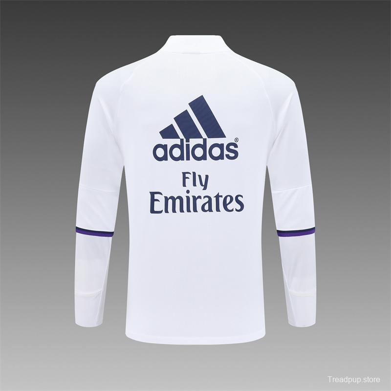 Retro 16/17 Real Madrid White Half Zipper Jacket