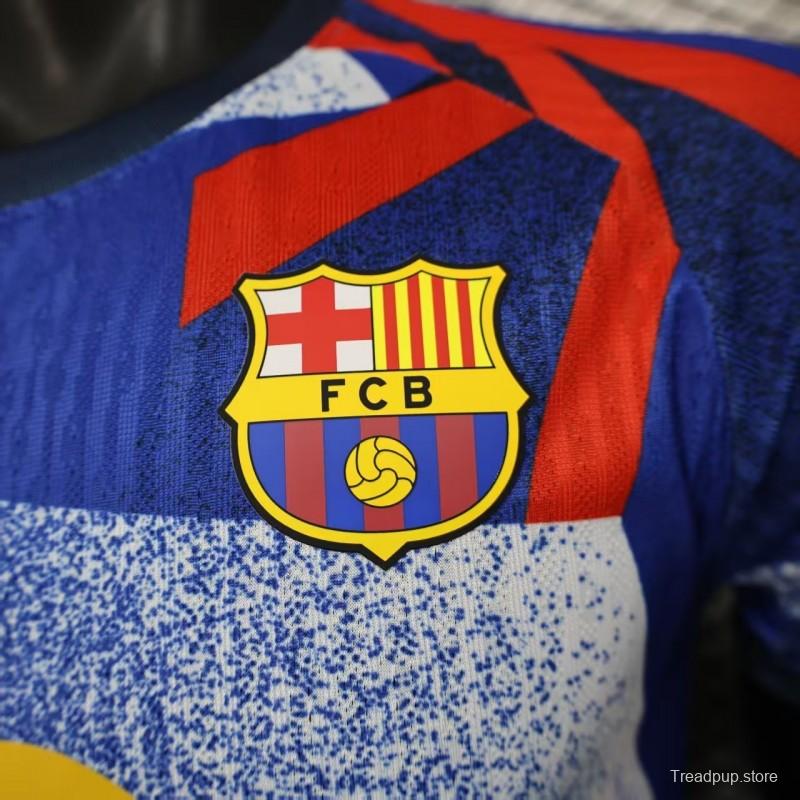 Player Version 25/26 FC Barcelona Blue with Abstract Geometric Pattern Jersey