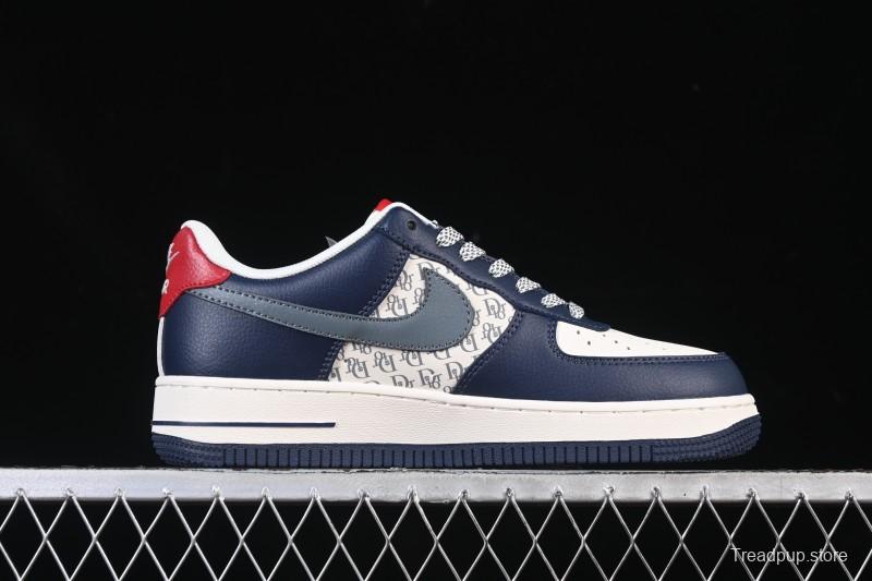 Nike Air Force 1 '07 Low Dior Collaboration White Blue Gray Hook Casual Sneakers - XD2588-603