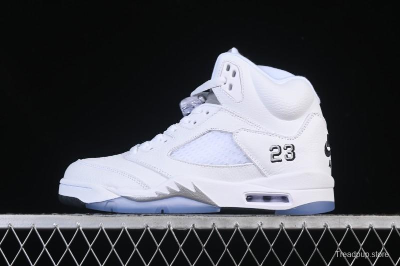 Nike Air Jordan 5 Retro White Metallic Basketball Shoes - HQ7978-103