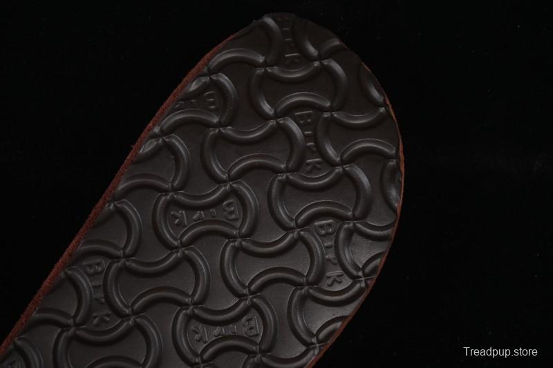 Birkenstock Sandals Series with Soft Leather Upper and Cork Rubber Midsole - Red Wine