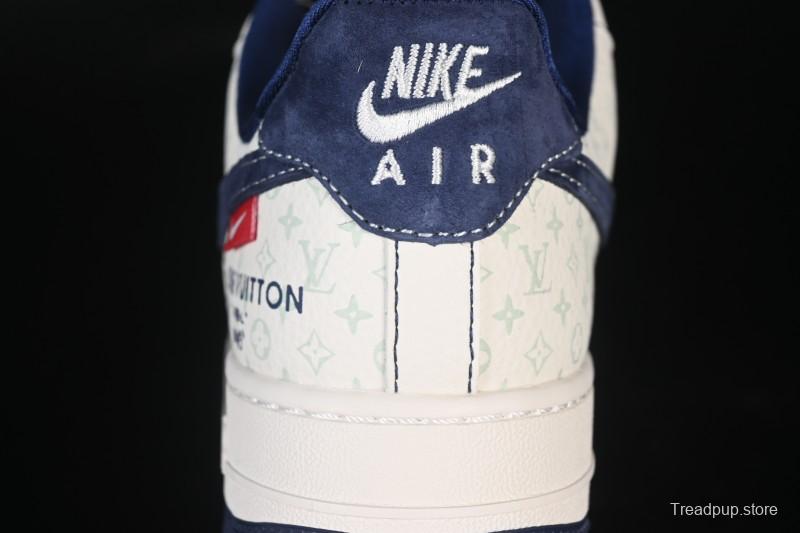 Nike Air Force 1 '07 Low LV Collaboration Print Light Blue Swoosh Casual Sneakers - MZ9588-817
