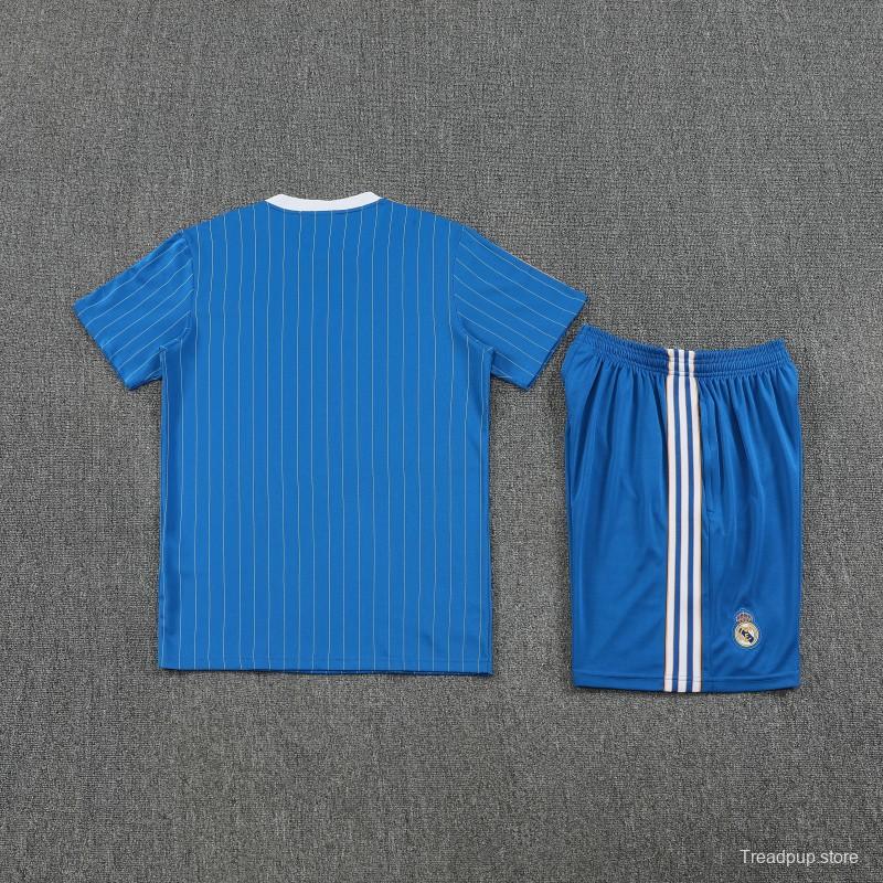 25/26 Real Madrid Adidas Original Blue Short Sleeve Jersey+Shorts