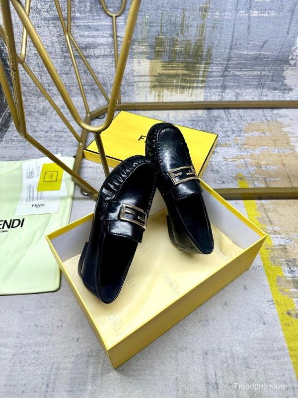 FENDI 2025/ss Loafers with FF Buckle and Soft Leather - LY00260