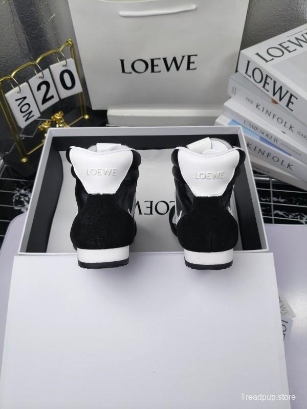 LOEWE High-Top German Training Sneakers Retro Fashion Casual White Shoes - LY00330