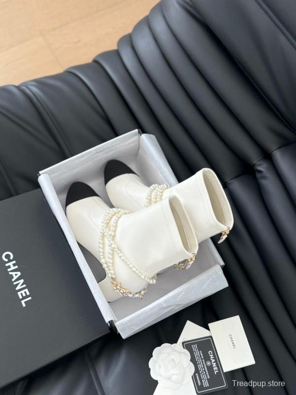 Chanel 2025/SS Haute Couture Pearl Collection Mary Jane Ankle Boots - LY00360