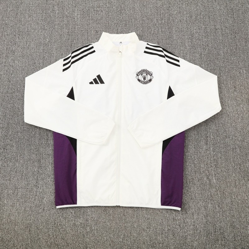 25/26 Manchester United White S-3XL Half Zipper Jacket+Long Pants