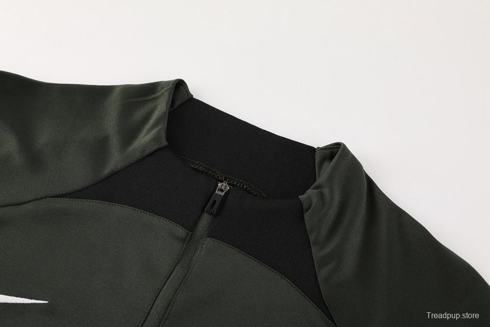23/24 Barcelona Dark Green S-2XL Half Zipper Jacket+Long Pants