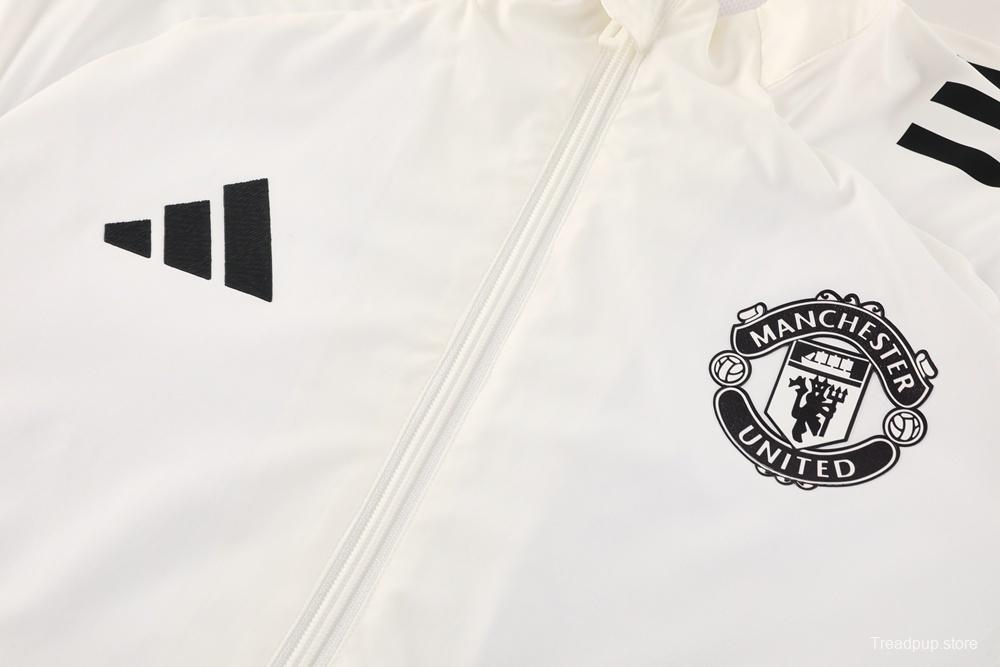 25/26 Manchester United White S-3XL Half Zipper Jacket+Long Pants