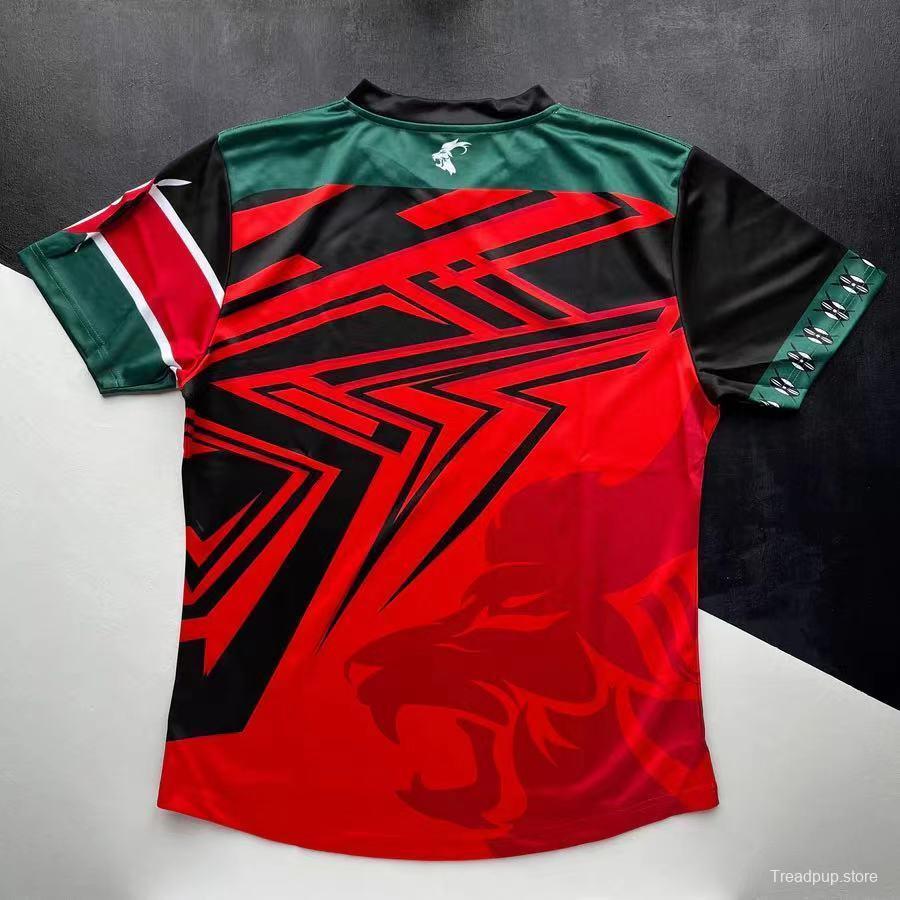2026 Kenya Red with Black Geometric Stripes and Green Sleeves Jersey
