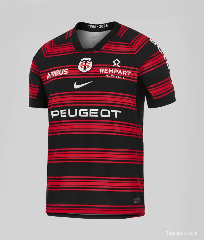 25/26 Stade Toulousain Red and Black Horizontal Stripes Jersey