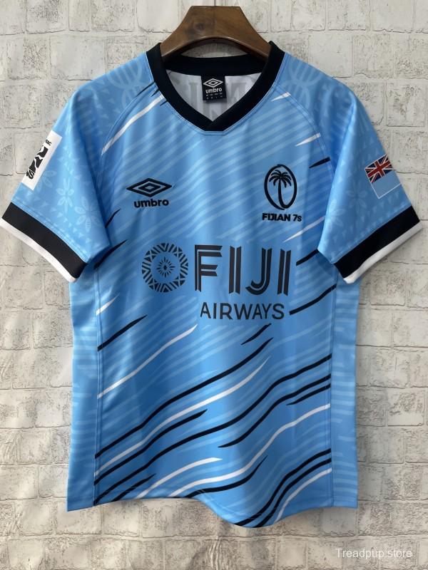2025 Fiji 7s Sky Blue with Ocean Wave Pattern Jersey