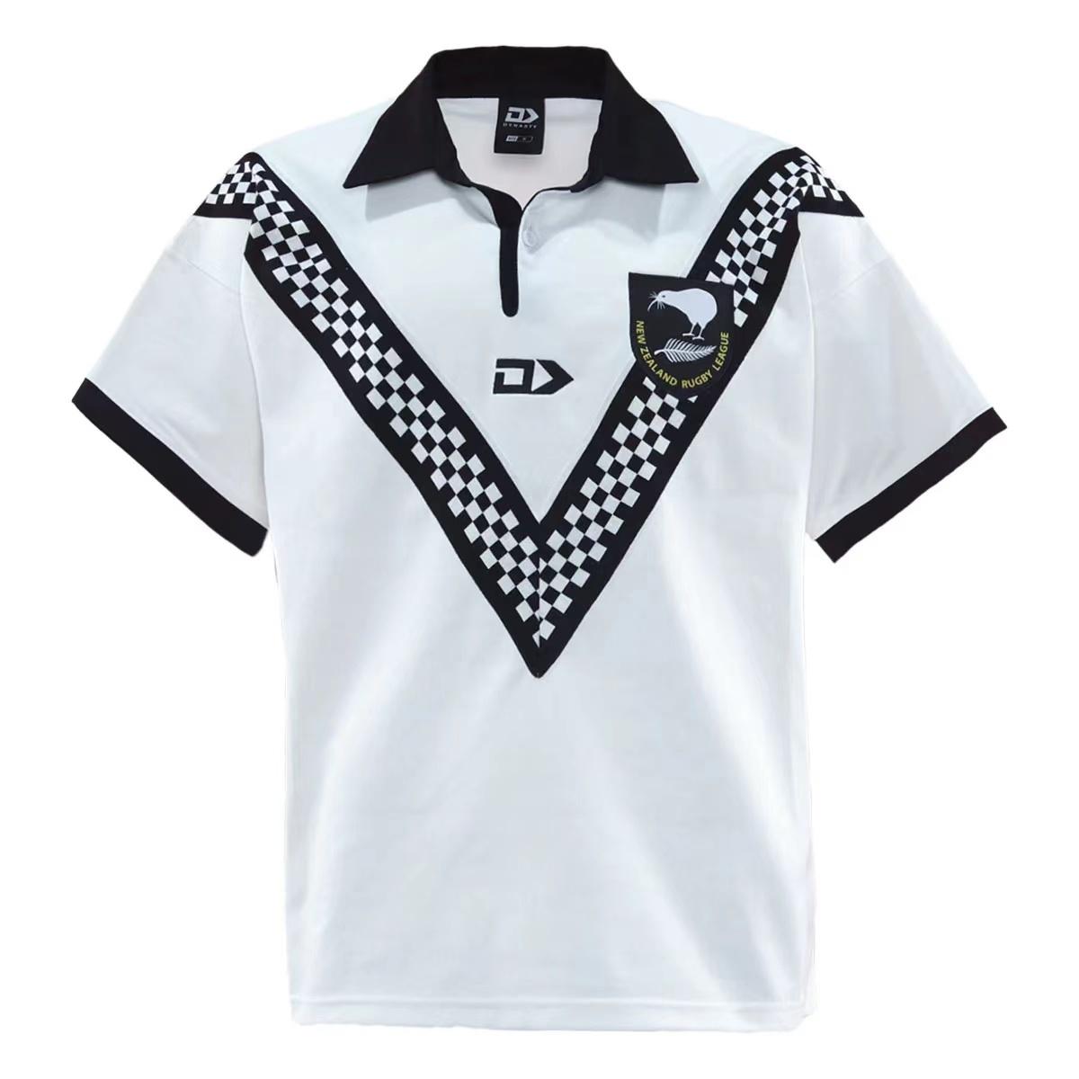 2024 New Zealand Kiwis White with Black Checkerboard V Pattern Jersey