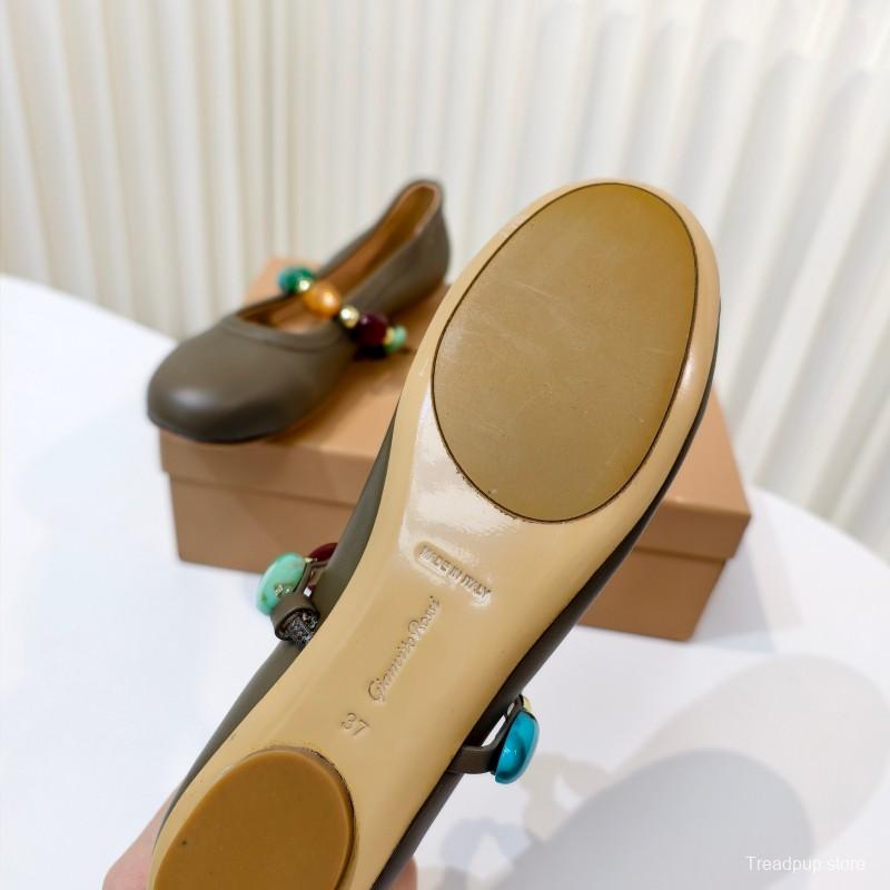 Gianvito Rossi Bohemian Style Turquoise Flat Ballet Shoes - LY00320