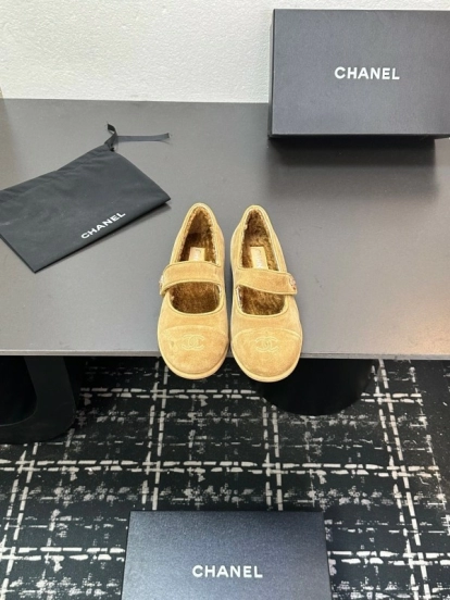 Chanel 2025 SS New French Style Mary Jane Flat Shoes with Fur - KFY00300