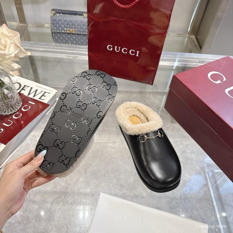 Gucci 2025 SS Autumn Winter New Suede Leather Horsebit Detail Women's Wool Loafers - LY00260
