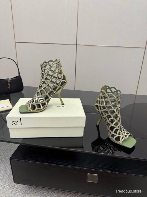 Sergio Rossi Mermaid Sandals 2025 SS Collection Elegant Fishnet High Heels - KFY00470