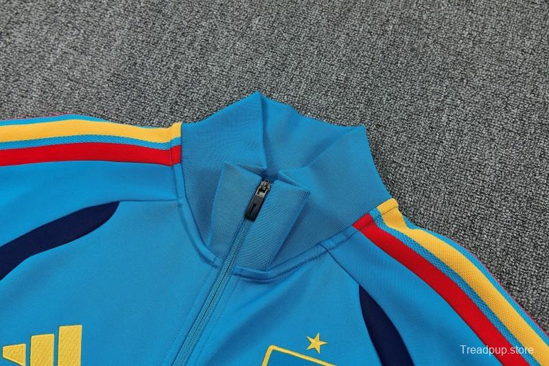 26/27 Spain Light Blue Full Zipper Jacket Tracksuit + Long Pants