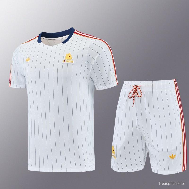 26/27 AS Roma White Short Sleeve+Soccer Shorts