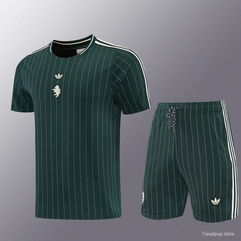 26/27 Juventus Navy Green Short Sleeve+Soccer Shorts