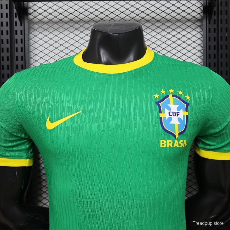Player Version 2026 Brazil Green with Wave Texture Away Jersey
