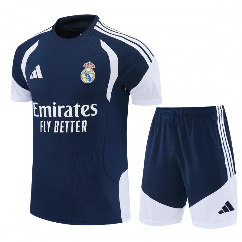 26/27 Real Madrid Navy Blue & White Short Sleeve+Soccer Shorts
