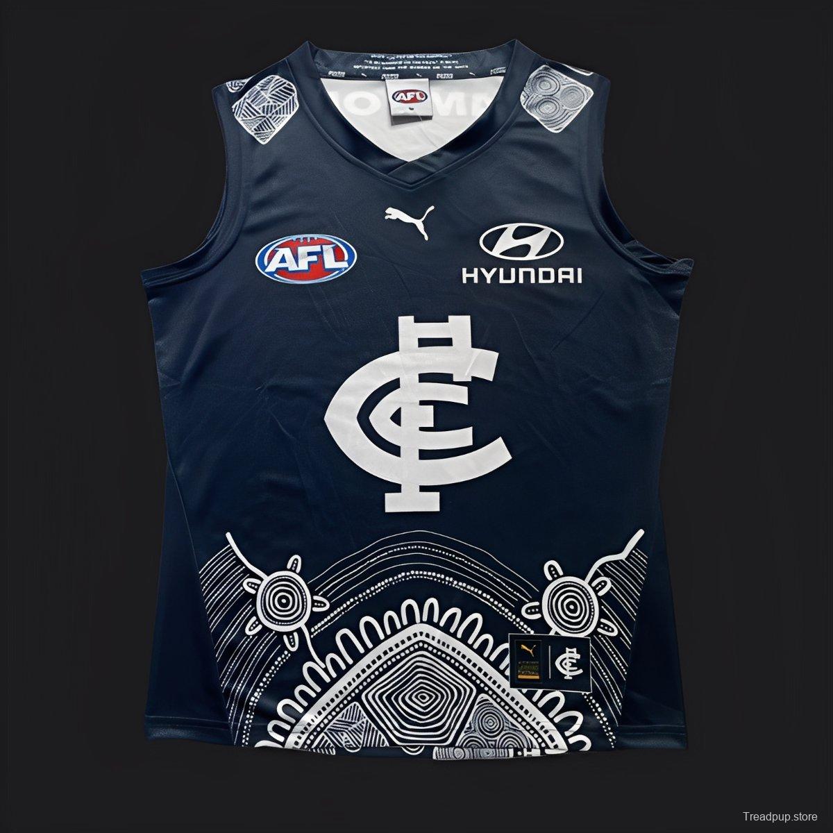 25/26 Carlton Blues Navy with White Aboriginal Art Jersey