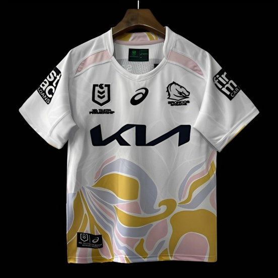 25/26 Brisbane Broncos White with Golden Pink Wave Jersey