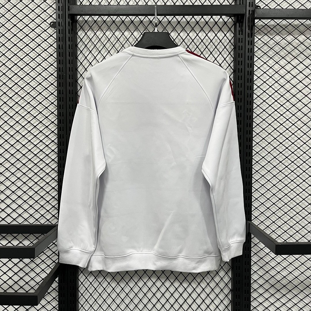 25/26 FC Bayern Munich Adidas Long Sleeve Sweatshirt - White Maroon Green Colorblock Training Top