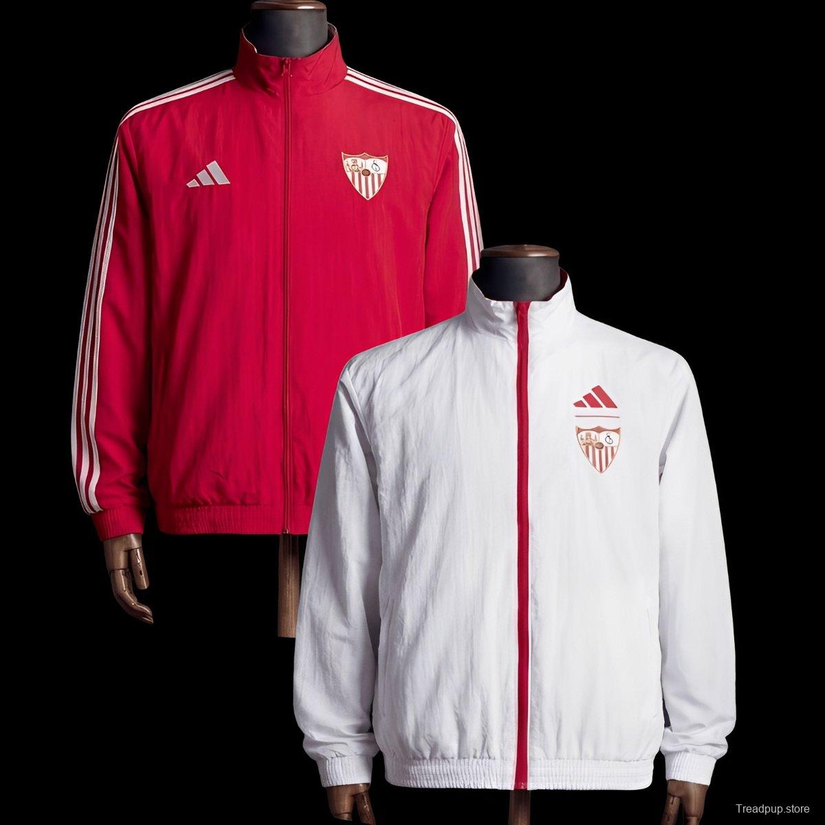 2026 Sevilla FC Red And White Reversible Full Zipper Jacket