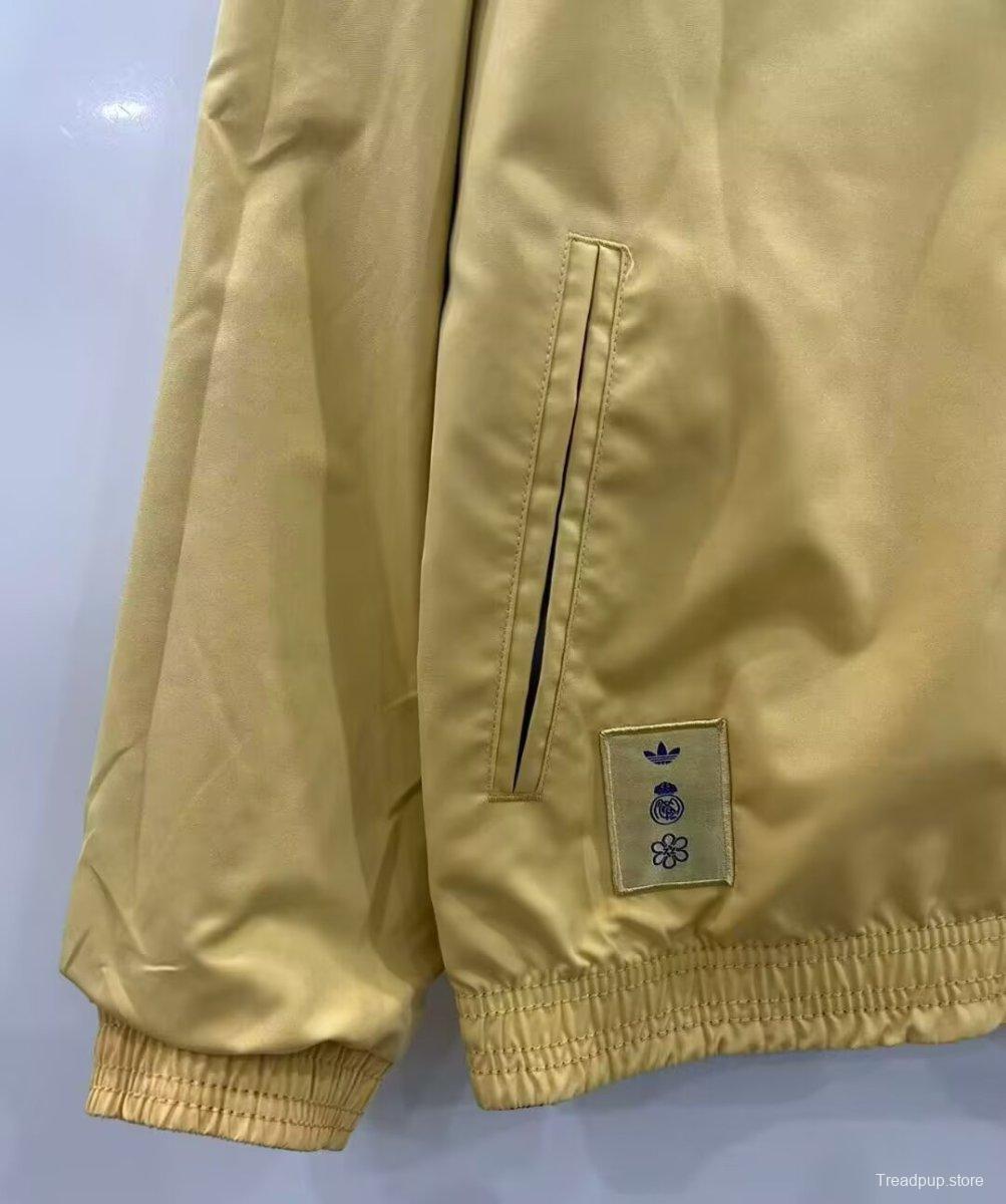 25/26 Real Madrid Golden/Blue Full Zipper Windbreaker