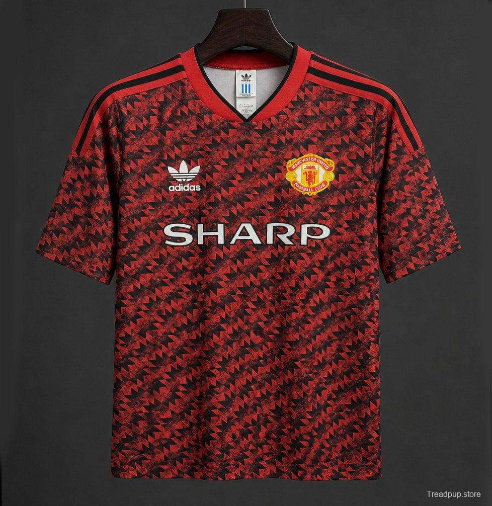26/27 Manchester Untied 1990–92 Away Red/Black Remake Jersey