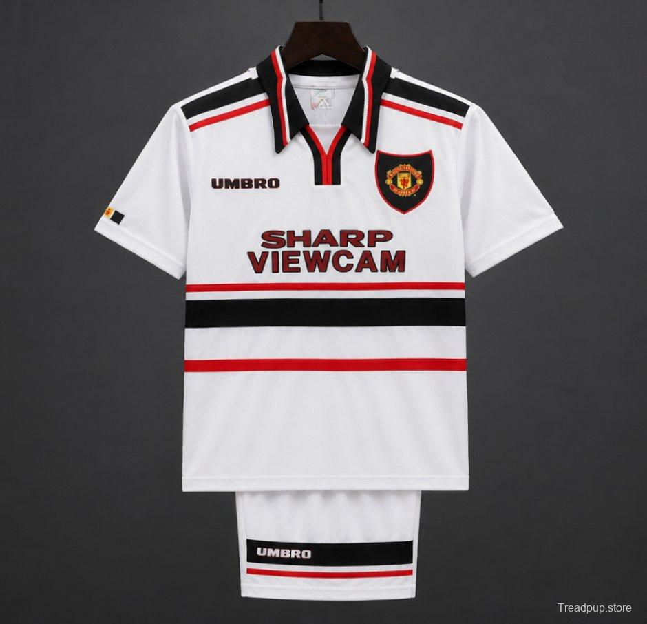 Retro Kids 98/99 Manchester United White Away Jersey