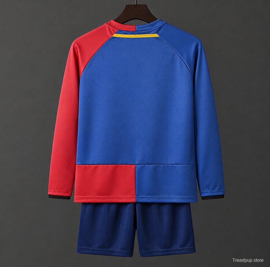 Retro Kids 08/09 Barcelona Home Champions Long Sleeve Jersey