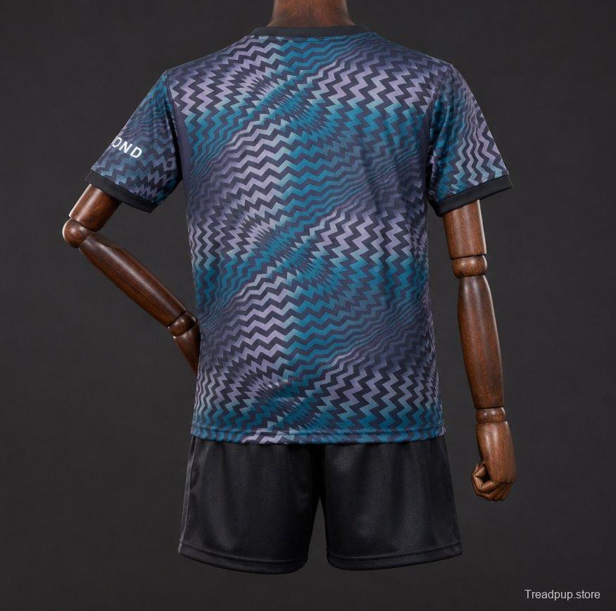 26/27 Kids PSG/Paris Saint-Germain Home Goalkeeper Black/Blue Zigzag Pattern Jersey